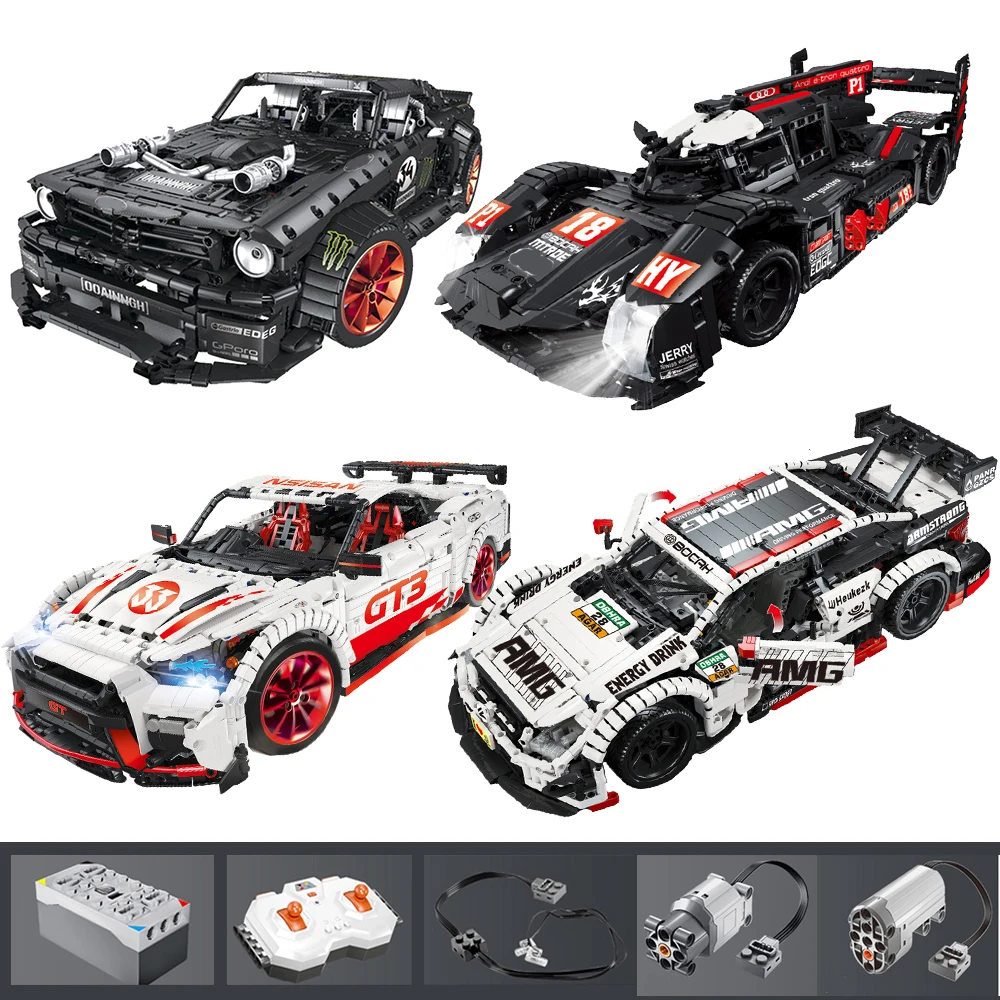 Online 23009 Ford Mustang Hoonicorn RTR V2 coche de carreras con función de energía led luz técnica 20102 MOC 22970 bloques de construcción ladrillos niños