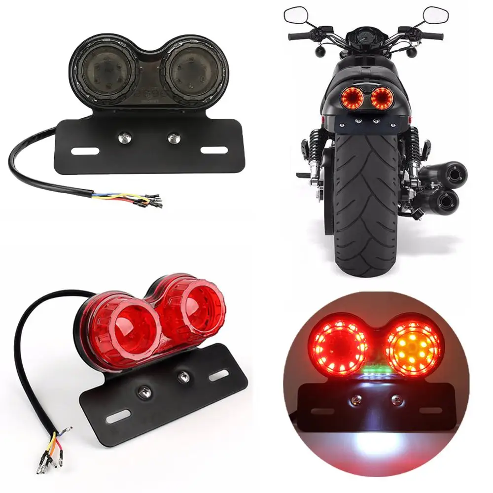 Универсальный мотоциклетный 12 в двойной светодиодный задний светильник на заказ, мотоциклетный задний стоп-сигнал, светильник номерного знака, указатели поворота
