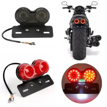 

Universal Motorcycle 12V Dual LED Taillight Custom Motorbike Rear Stop Brake Lamp License Plate Light Turn Signal Indicators