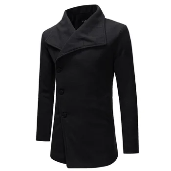 

Helisopus New Winter Wool Jacket Men's High-quality Wool Trench Coat Slim Fit Wool Blazer Long Coats