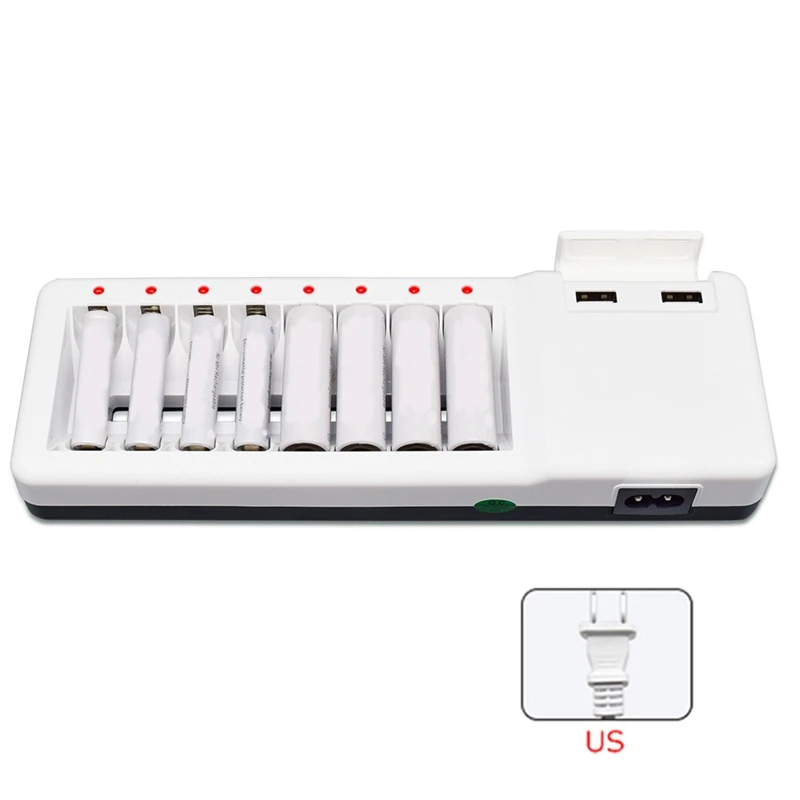 Новое 8 много быстрое зарядное устройство 2 Usb разъем для батареи зарядное устройство для Ni-Cd Ni-MH Aa Aaa перезаряжаемые батареи(Us Plug