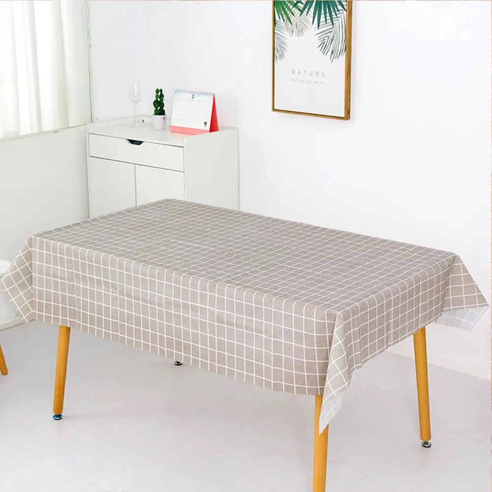 137x90cm Waterproof Plastic Checkered Tablecloth Desk Cover Cloth Rectangular Tablecloths Dining