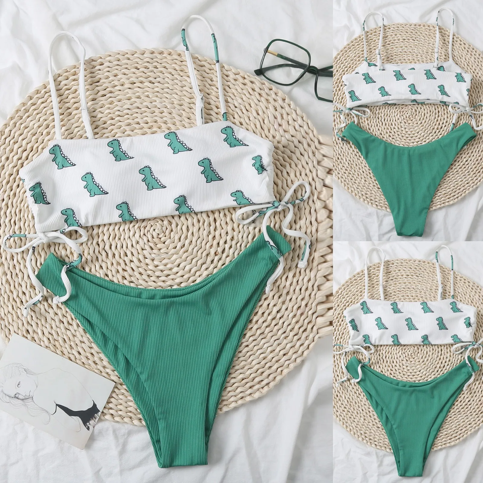 Милый женский купальный костюм для девочек бикини с высокой талией 2020 женская