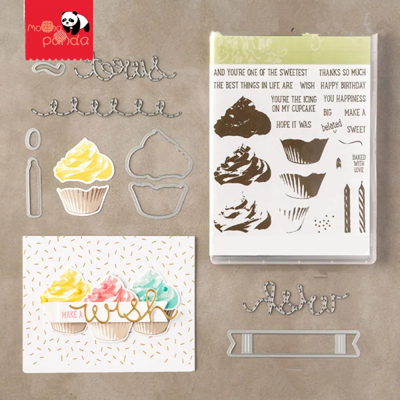 

MP034 Birthday Cake Metal Cutting Dies and Clear Stamp Set for DIY Scrapbooking Photo Album Decoretive Embossing Stencial
