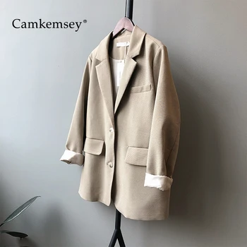 

CamKemsey Office Lady Casual Plaid Blazer Jackets Women Korean Chic Autumn Turn Down Collar Long Sleeve Work Suit Coats