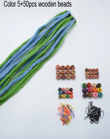 Color 5 and 50beads 1 пучок 8 прядей длиной около 120 см, непальская шерсть, синтетические дреды, косы для детей и взрослых - Цвет: Color 5 and 50beads
