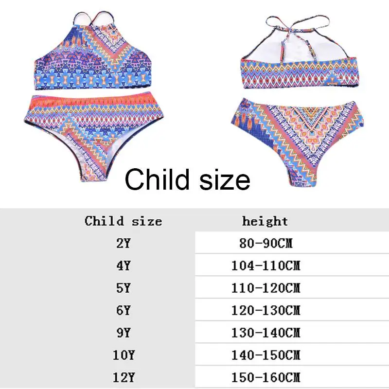 Пляжная одежда раздельный Тип родитель-ребенок народный стиль полиэстер дышащий Регулируемый эластичный комплект бикини Sunmmer Купальник для девочек