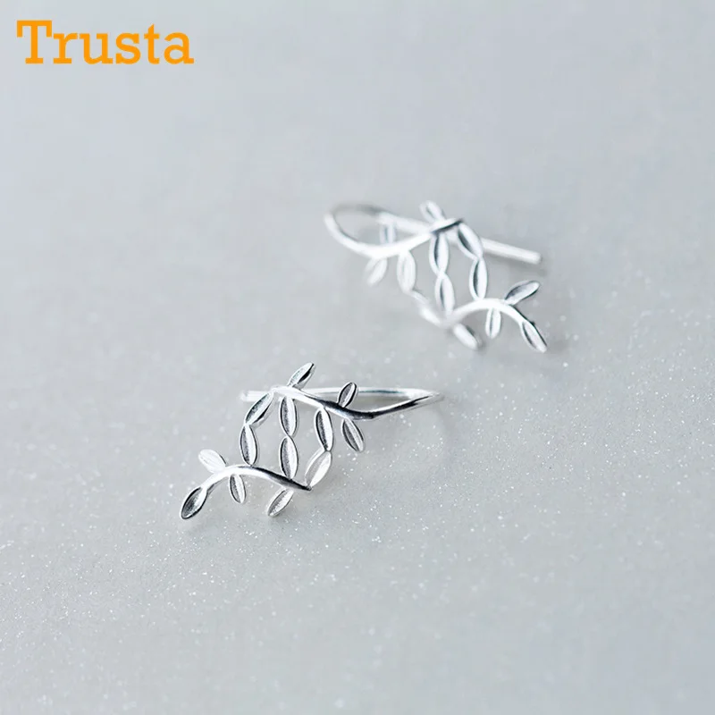 Trusta 925 пробы серебряные серьги в форме милых листьев 22 мм х 8 мм для женщин серьги из стерлингового серебра-ювелирные изделия Brincos DS456