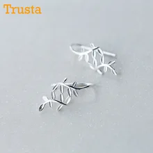 Trusta 925 пробы серебряные серьги в форме милых листьев 22 мм х 8 мм для женщин серьги из стерлингового серебра-ювелирные изделия Brincos DS456