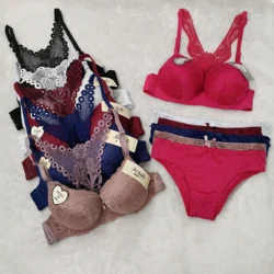 Women’s Lace Push Up Underwear Suit Sexy Bra And Panty Set Full Cup Intimate Female Lingerie Underwire Bow Brassiere Bralette