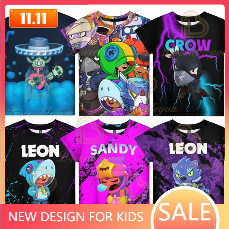 

Leon Children's Wear Kids T-shirt Shooting Game 3d Shirt Browlings Boys Girls Harajuku Short Sleeve Tops Tshirt Teen Clothes