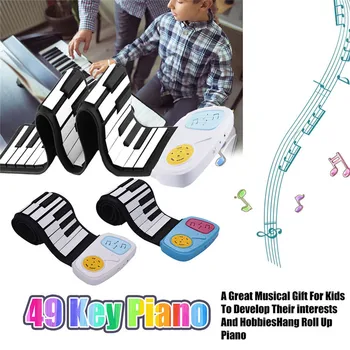 

Flexible Portable 49 Keys Electronic Roll-Up Digital Piano USB MIDI Soft Keyboard Conctroller Hand Piano Children Toys 40D30