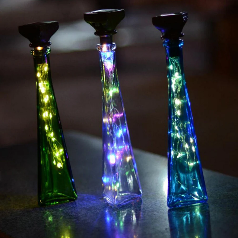 Wine Bottle Cork Copper Wire Fairy Lights Starry Solar Powered String Light Garland 2m 20 LEDs 1m 10 LEDs
