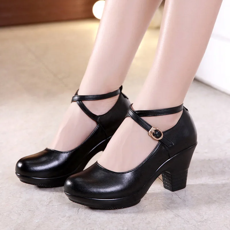 Zapatos de tacón alto oxfords para mujer, calzado de fiesta de cristal rojo/negro, con plataforma y punta redonda, 7cm, erf4