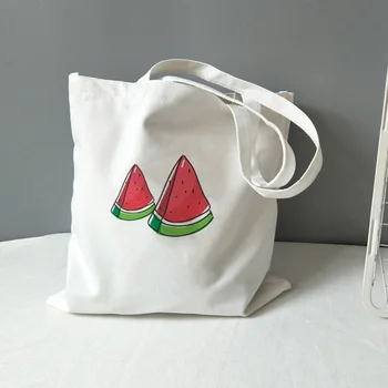 

2020 Fashion Women's Tote Bag Korea Original Cute Watermelon Graphic Canvas Shopping Bag Girl Student Shoulder Bags