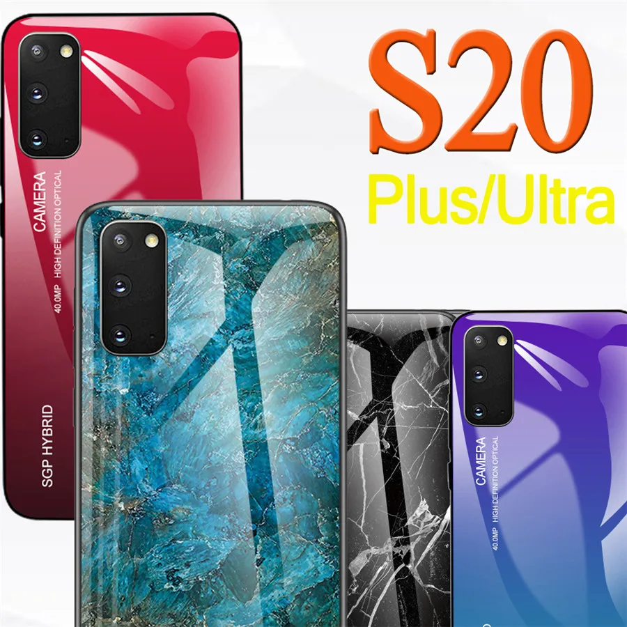 Чехлы s20 для samsung galaxy s 20 ultra plus чехол с градиентным мраморным стеклом бампер sam s20plus