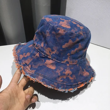 

Japanese fisherman hat female denim camouflage basin hat summer outdoor sun hat