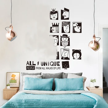 

Personality Black and White Avatar Wall Stickers DIY Pattern Wall Decals for Living Room Kids Bedroom Decoration