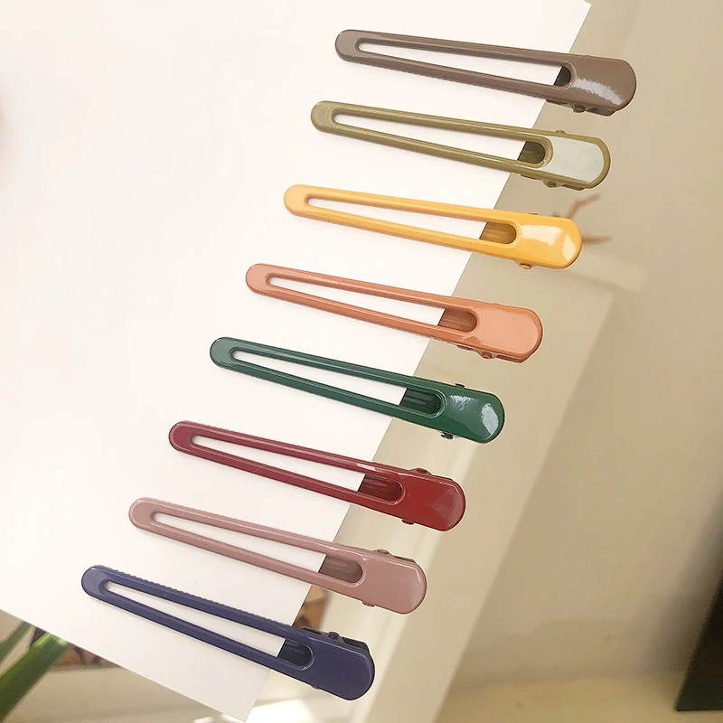 

Simple Gray Yellow Green Pink Red Pink Orange Hollow Barrette Hair Clips & Pins Alloy Bang Clip Headwear For Women