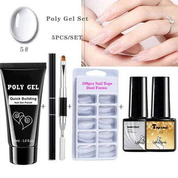 

Polygel Set Gel Nail Polish Soak off UV Off white Acryl Gel Quick Building Finger Extension Camouflage For Gel Top Coat Set