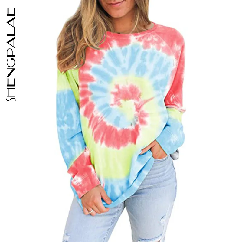 SHENGPALAE 2020 Autumn And Spring New Korean Trendy Women's Sweatshirt Round Neck Long Sleeve Printed Loose Tops Fashion ZT1353 | Женская