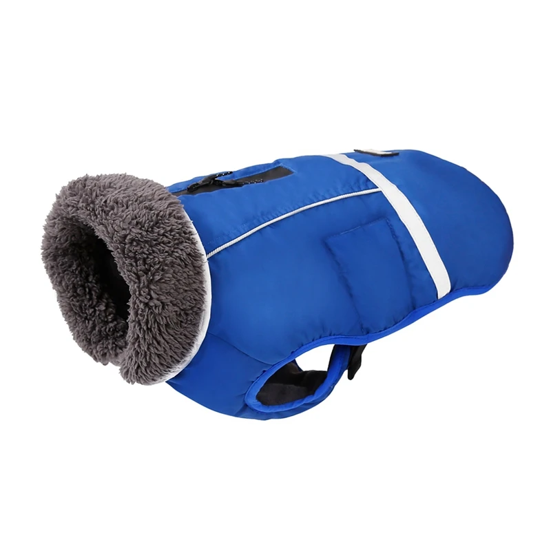 Для питомцев на прогулке куртка рефлексивный костюм пальто щенок собака открытый поводок пряжка кольцо для питомцев, зимний, теплый ткань - Цвет: Синий
