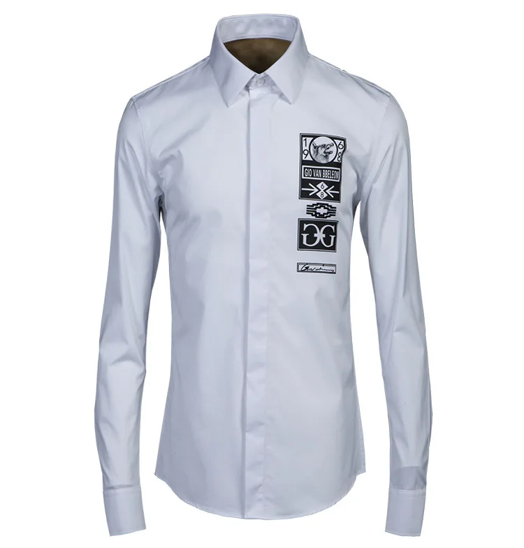 

Wolf Embroidery Men Shirt 2020 Men's Wear Brand Style Shirt Male Cotton Men's Wear