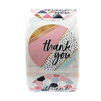 

500Pcs/Roll Sealing Label Decorative Sticker Thank You Sticker Kraft Paper Adhesive Sticker For Scrapbooking Stationery Supplies