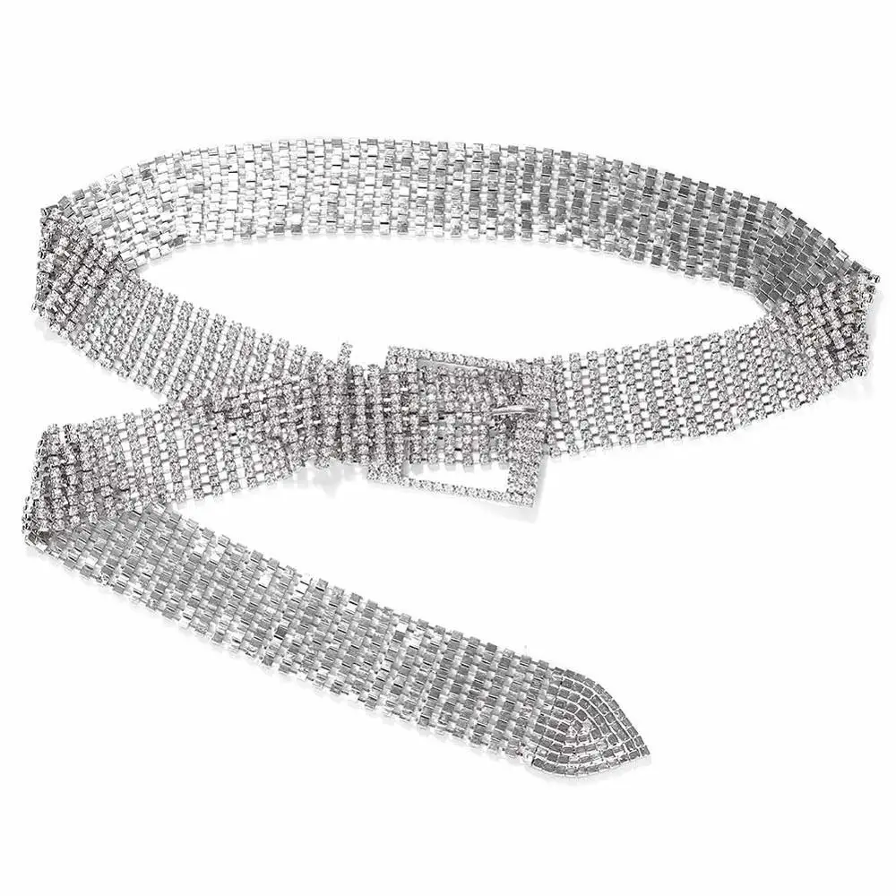 Girlgo богемная Мода Полный Кристалл Bling ZA пояс для женщин модная Пряжка Серебряный цвет талии живота аксессуары ювелирные изделия Вечерние - Цвет: Style 8