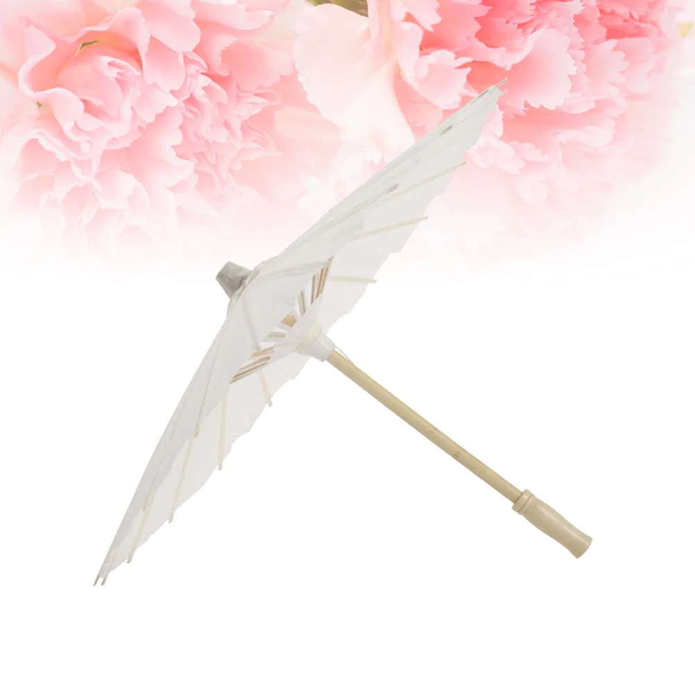 4pcs White Paper Parasol Umbrella Chinese Japanese Wedding Decoration (Diameter 30cm Randoim Handle | Дом и сад