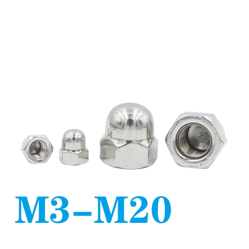 

Dome Nuts Stainless Steel Hexagon Acorn Nut Cap Decorative Cover Semicircle M3 M4 M5 M6 M8 M10 M12 M14 M16 M20