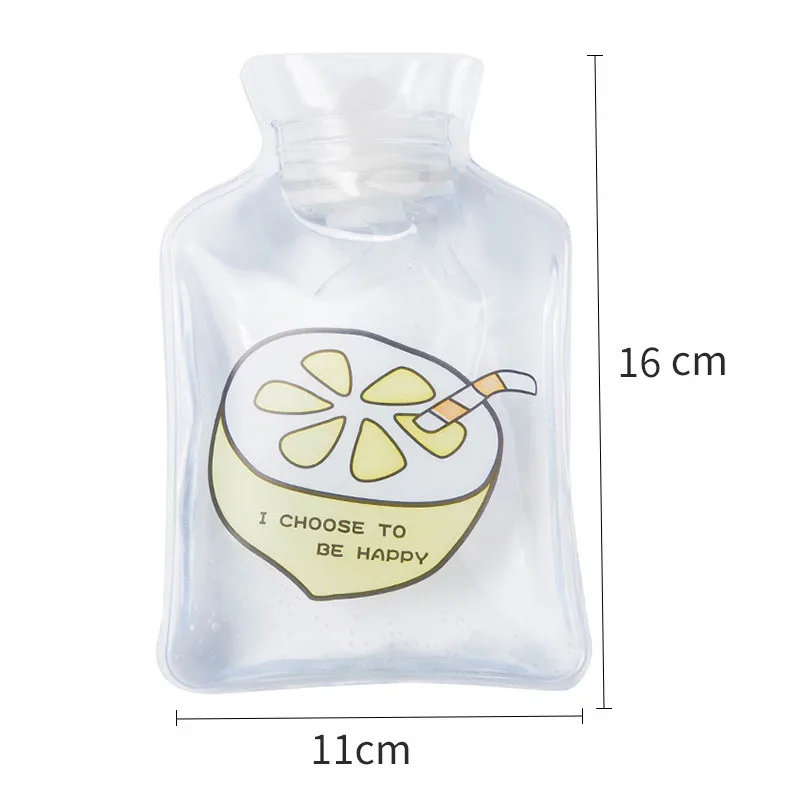 lemon Мини Прозрачная ручная Теплая бутылка для воды портативный ручной подогреватель воды мешок мультфильм грелки для воды ПВХ термотерапия бутылка - Цвет: lemon