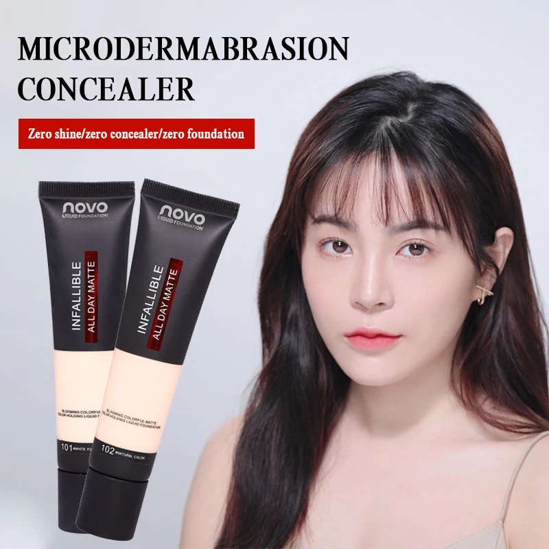 

NOVO 4 Colors Makeup Liquid Face Foundation Waterproof Contour Concealer Face Dark Eye Circle Cover Cream Comestic Base TSLM2