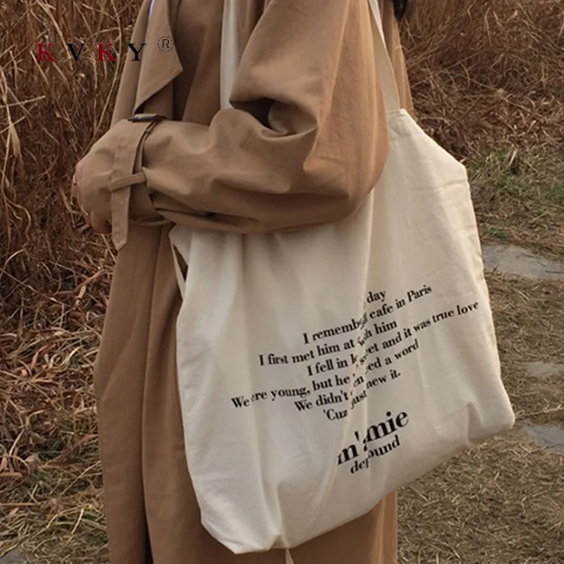 

Women Canvas Shoulder Bag Large Capacity Foldable Reusable Casual Beach Bags Shopper Student School Bags Bolsa Reutilizable Sac