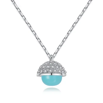 

MetJakt S925 Sterling Silver Arc Green Crystal Pendant Micro Inlaid Zircon Simple All-match Women's Necklace