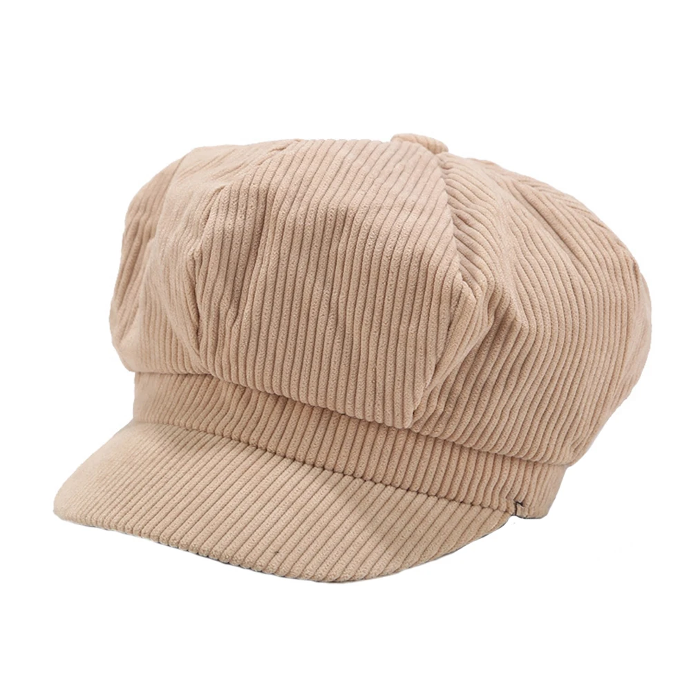 

2019 hot Corduroy octagonal hats Autumn winter women solid color berets soft retro newsboy caps visor cap female warm winter hat