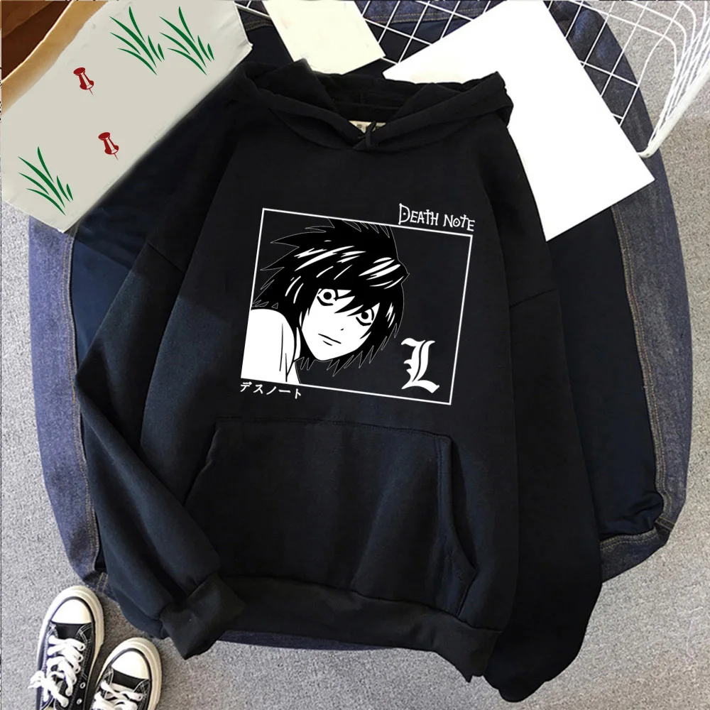 

Мужские толстовки с капюшоном «Death Note», забавный графический свитшот в стиле Харадзюку, топы унисекс