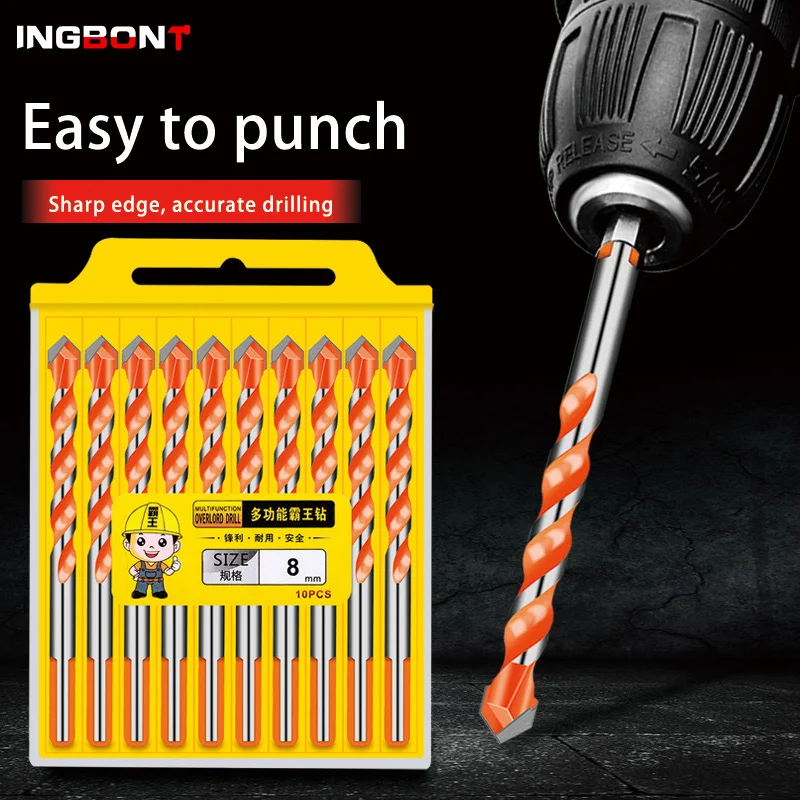 INGBONT Threaded triangle tungsten steel wall tile concrete drilling bit Household marble Overlord drill Hand electric drill