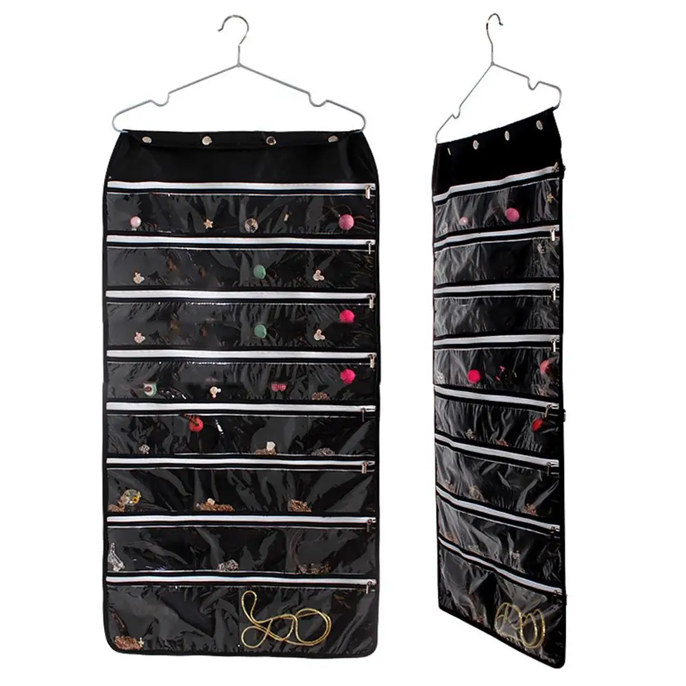 Двусторонний органайзер для ювелирных изделий на молнии с 56 карманами