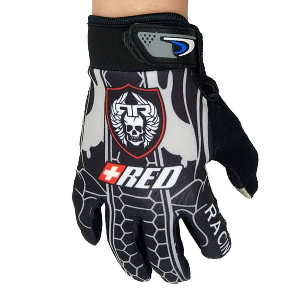 Volledige Vinger Handschoen Racing Motorhandschoenen Fiets MTB велосипед езда unieke открытый Противоскользящий comfortabel ademend - Цвет: skull Gray