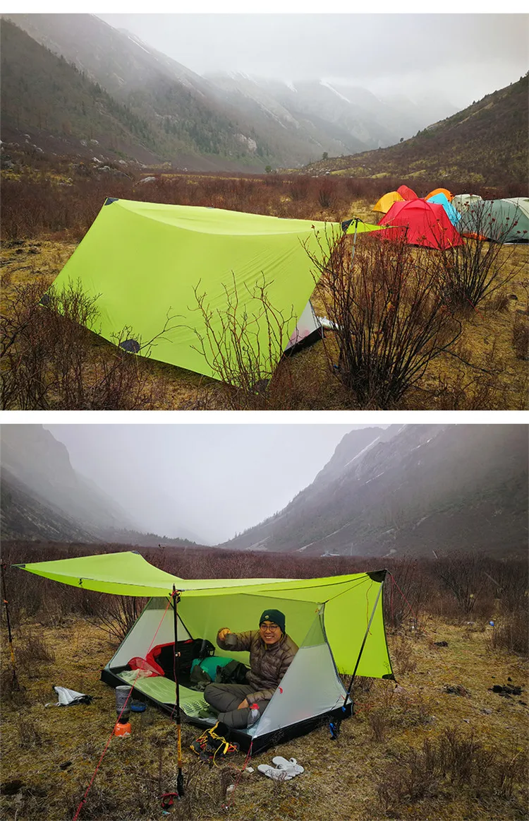 3F UL GEAR shan jing 20D silnylon 2 человека Oudoor Сверхлегкий Кемпинг палатка полевое, для выживания профессиональная бескаркасная палатка