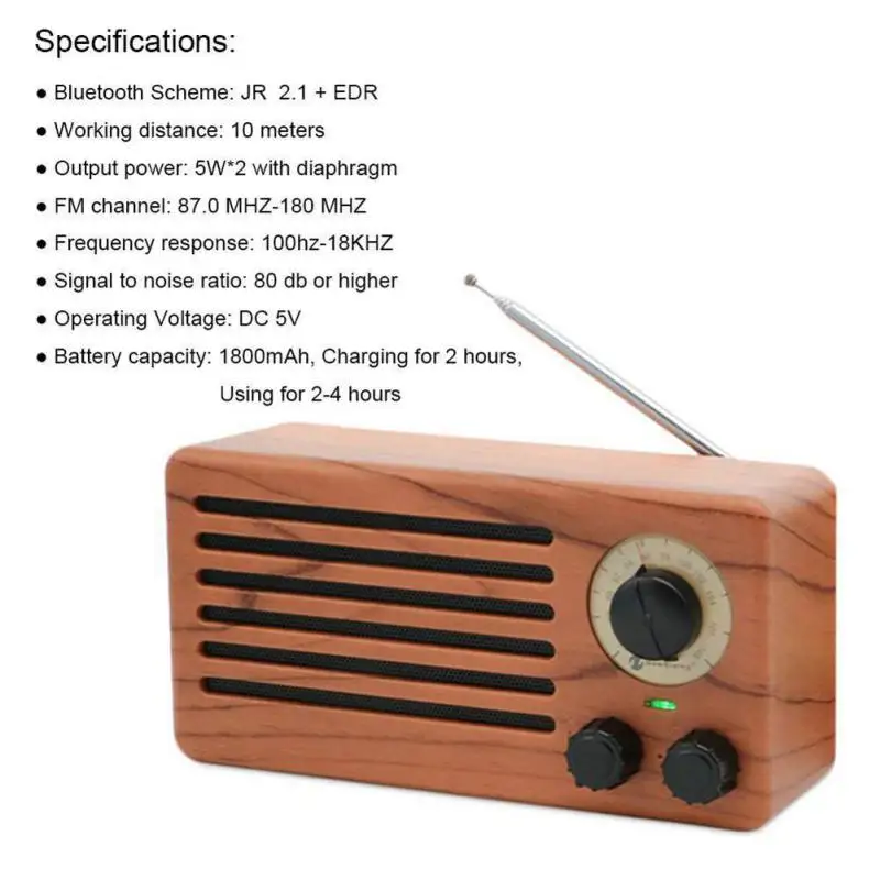 Retro Wireless Bluetooth Speakers Portable HiFi Home Speaker Stereo Subwoofer FM TF Radio for Smartphone PC Laptop