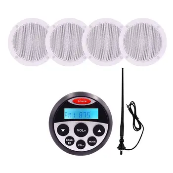 

Marine Audio System Stereo Bluetooth Radio Receiver MP3 Player+4" Waterproof Marine Speakers+FM Antenna For UTV RV SPA Golf Cart