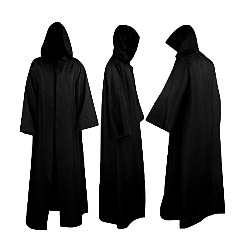 

Unisex Halloween Robe Hooded Cloak Costume Cosplay Monk Suit Adult Role-playing Decoration Clothing Black Brown S-2XL