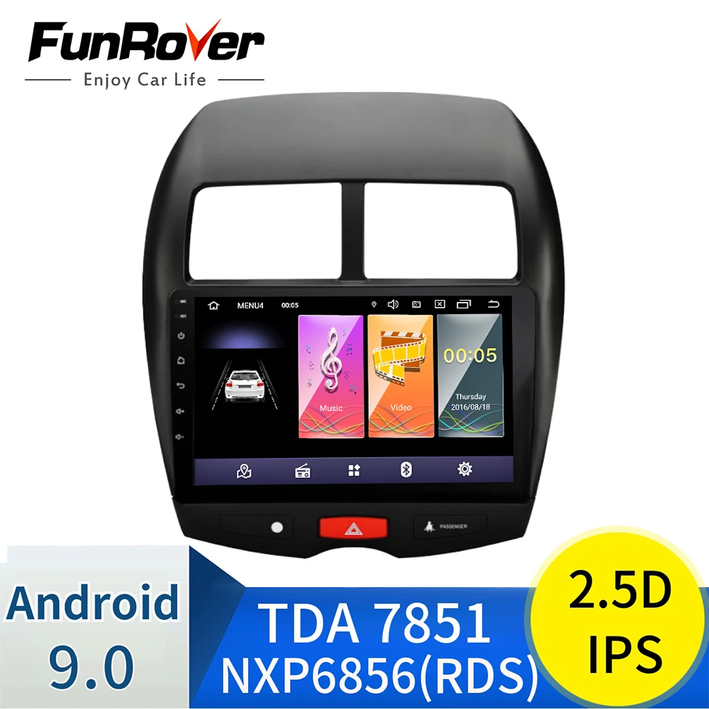 Funrover 10.1" Android 9.0 для CITROEN C4 2010- Mitsubishi ASX gps 2 Din Автомобильный Радио Аудио плеер Поддержка DVR TPMS DAB+ DVDRDS