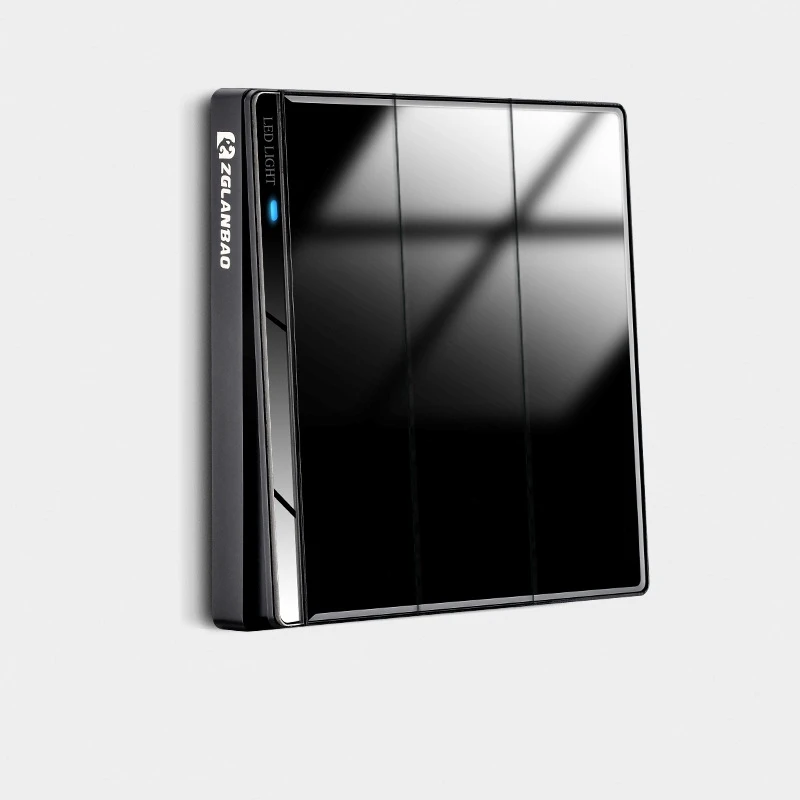 862mm interruptor de parede com espelho classico preto luz indicadora lbb2 04