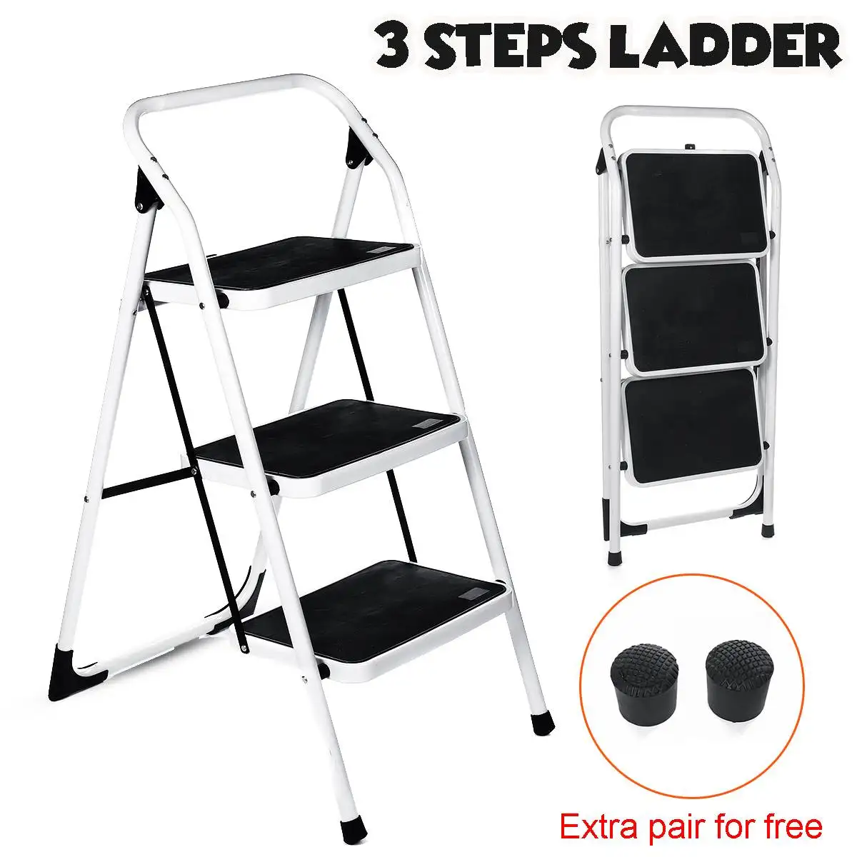 

3 Step Ladder Folding Ladders Protable Non Slip for Household Multifunctional Herringbone Ladder Safe Durable