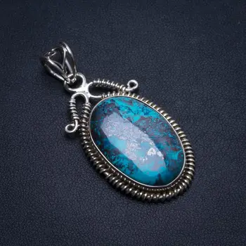 

Natural Iron Chrysocolla Handmade Unique 925 Sterling Silver Pendant 2" U0003