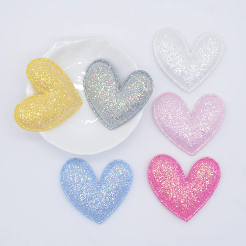 

12Pcs Glitter Fabric Padded Heart Applique for DIY Headwear Hair Clips Headbands Decor Baby Hats Clothes Accessoies Patches L41
