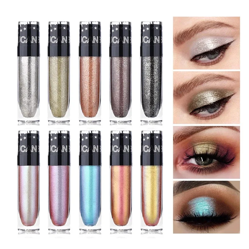 

Dazzling Glitter & Glow Liquid Eyeshadow Bright Silvery Gold Sparkle Waterproof Eye Shadow Monochromatic Eye Makeup Cosmetic